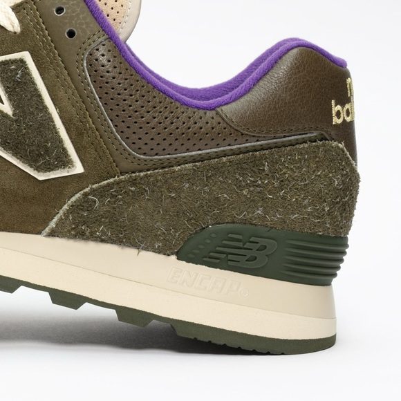 SNS X New Balance 574 Nature Retro Running Shoe / Sneaker - Green / Purple - Picture 11 of 16